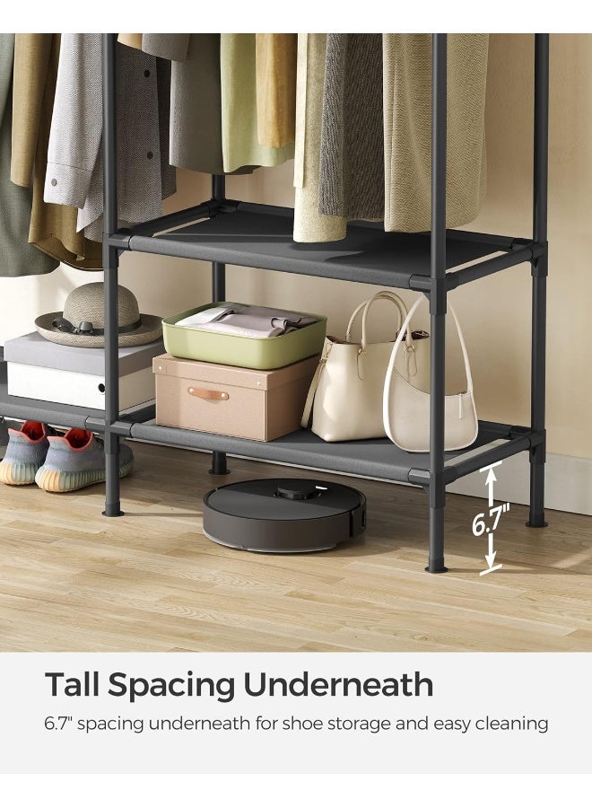 SONGMICS Heavy Duty Clothes Rack, 65 Inch Freestanding Portable Wardrobe with Hanging Rails and Shelves, Total Load 242 lb, Easy Assembly, for Cloakroom, Bedroom, Black - Image 5