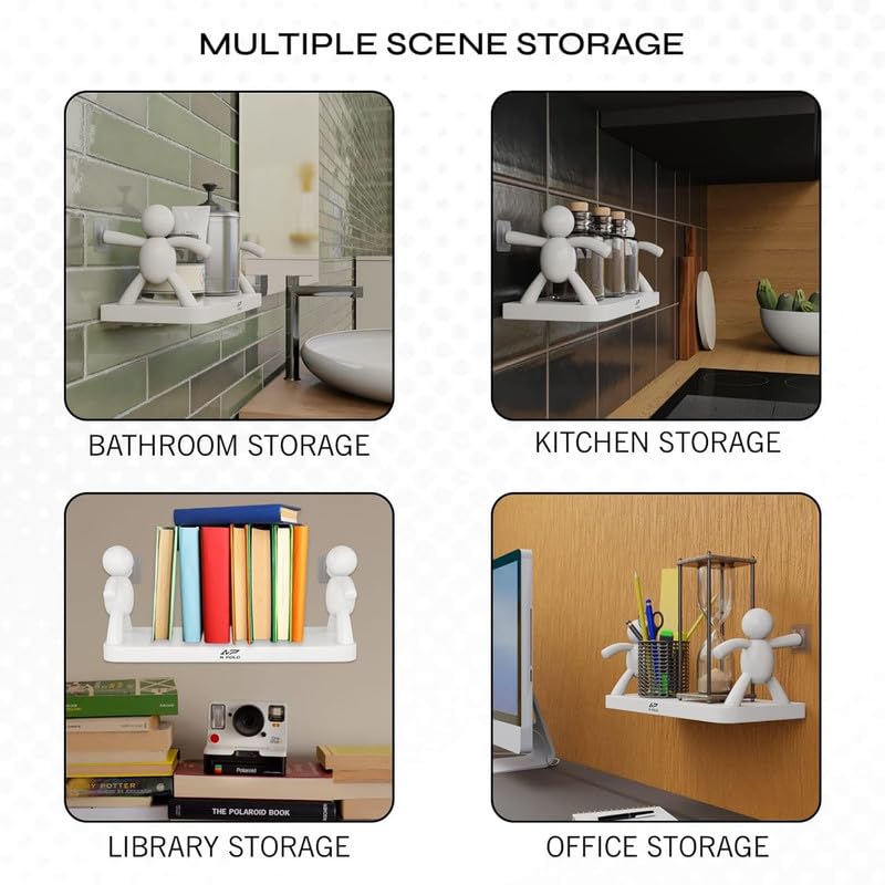 Pekos Multi Purpose Cartoon Magic Stand Holder with Wall Stickers Makeup Cosmetic Stand Holder Self Adhesive Bathroom Storage Rack Wall Mounted Shelf Organizer Stand Tray 1Psc_Multicolor - Image 4