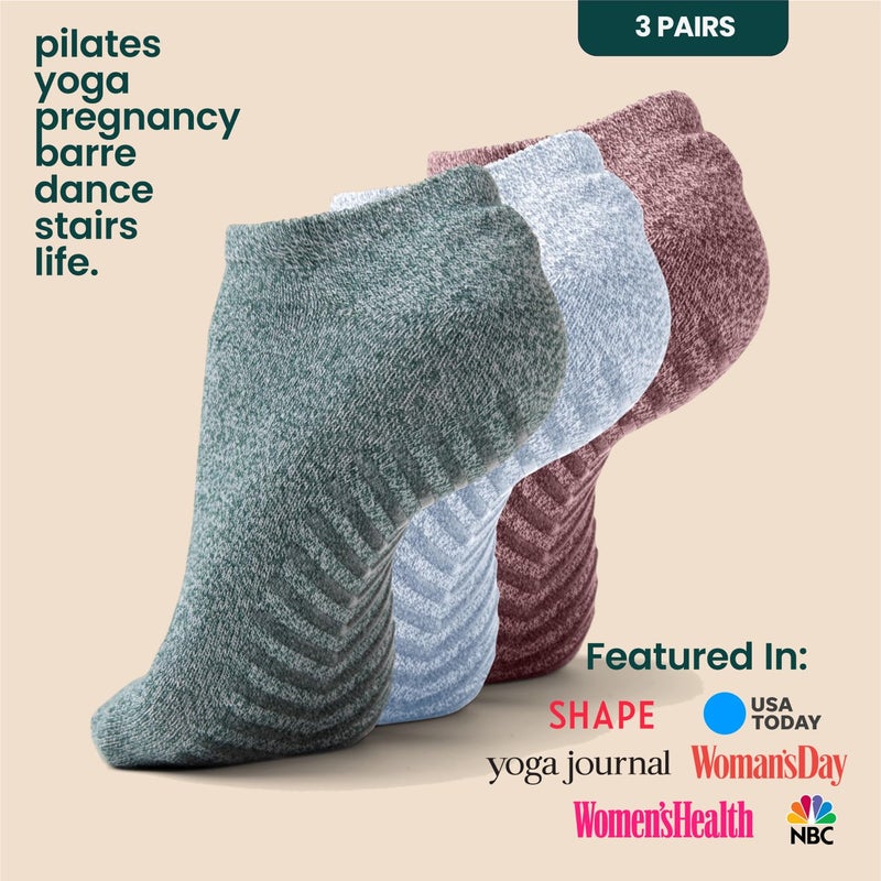 Gripjoy Grip Socks 3-Pack, Non Slip Socks for Yoga, Pilates, Barre, Dance, Enhanced Stability, Machine Washable, Comfortable Cotton Blend, Supports Charitable Causes - Image 4