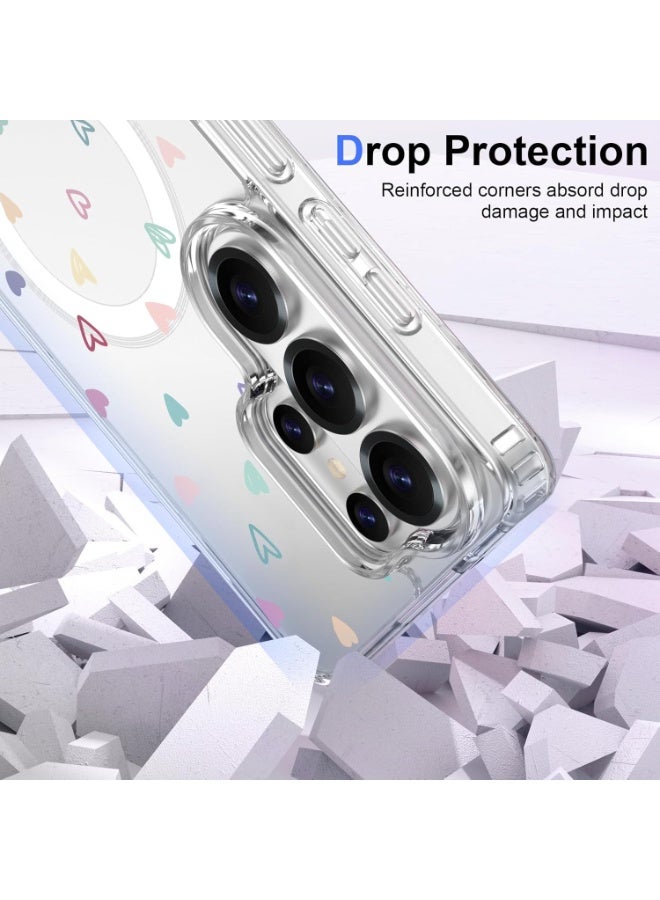 Case Designed for Samsung Galaxy S26 Ultra Case Magnetic Clear with Love Heart Pattern Shockproof Protective Phone Case Cover for Women Girls - Image 4