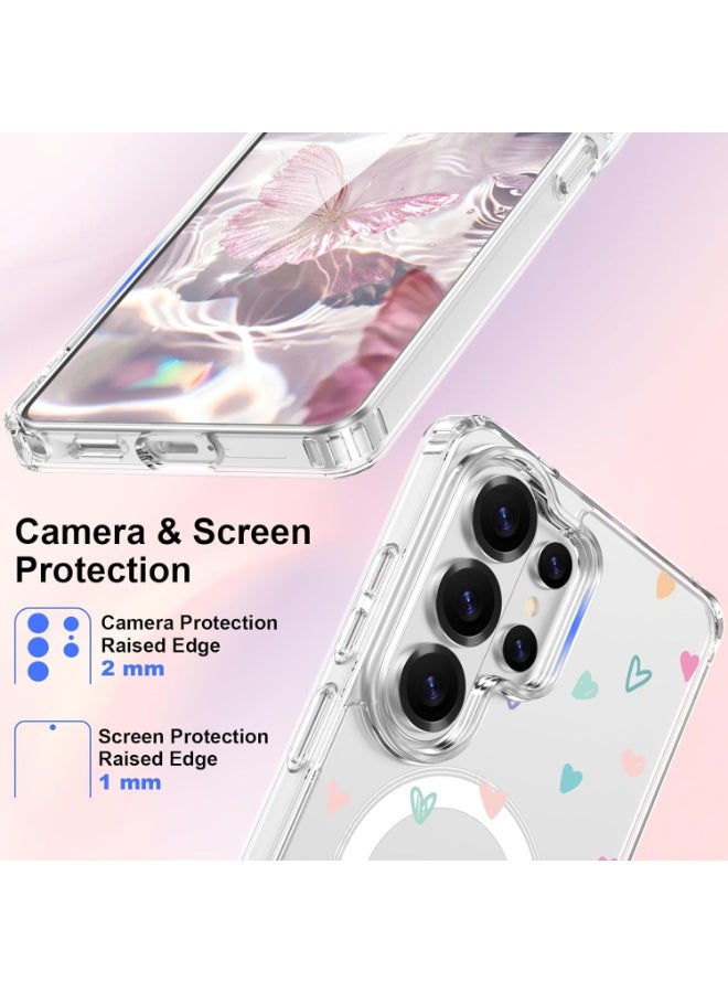 Case Designed for Samsung Galaxy S26 Ultra Case Magnetic Clear with Love Heart Pattern Shockproof Protective Phone Case Cover for Women Girls - Image 2