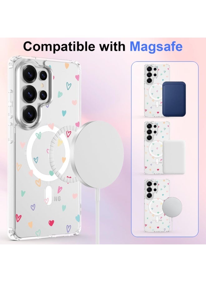 Case Designed for Samsung Galaxy S26 Ultra Case Magnetic Clear with Love Heart Pattern Shockproof Protective Phone Case Cover for Women Girls - Image 3