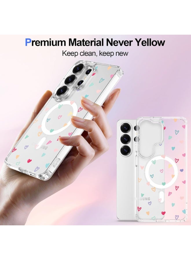 Case Designed for Samsung Galaxy S26 Ultra Case Magnetic Clear with Love Heart Pattern Shockproof Protective Phone Case Cover for Women Girls - Image 5