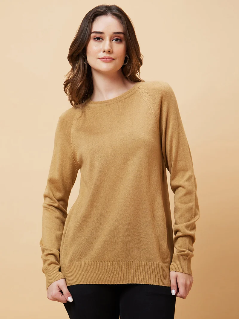 globus Women Raglan Sleeves Acrylic Pullover Sweaters