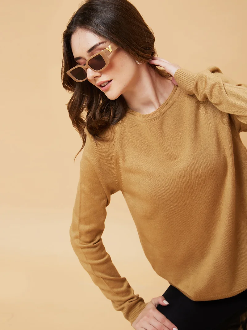 globus Women Raglan Sleeves Acrylic Pullover Sweaters