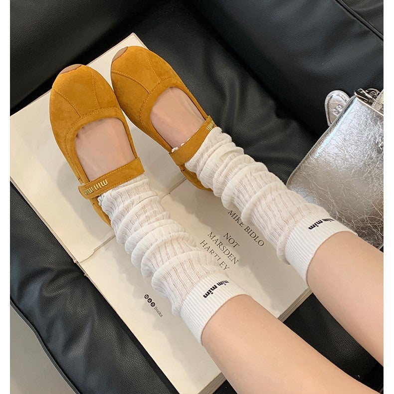 Mary Jane Flats Spring And Niche Genuine Leather Velcro Shoes Thick-Soled Shallow Mouth Casual Sports Ballet Shoes - Image 4