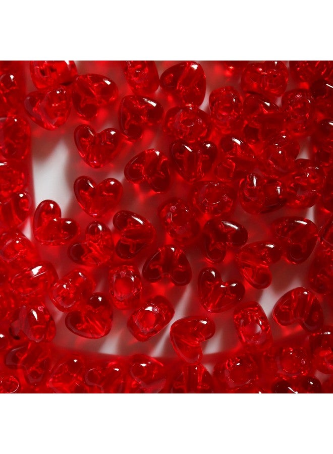 BeadExplosion Heart Beads Ruby Red Transparent Large Hole Pony Beads Pk50 Made In Usa, B07877 - Image 1