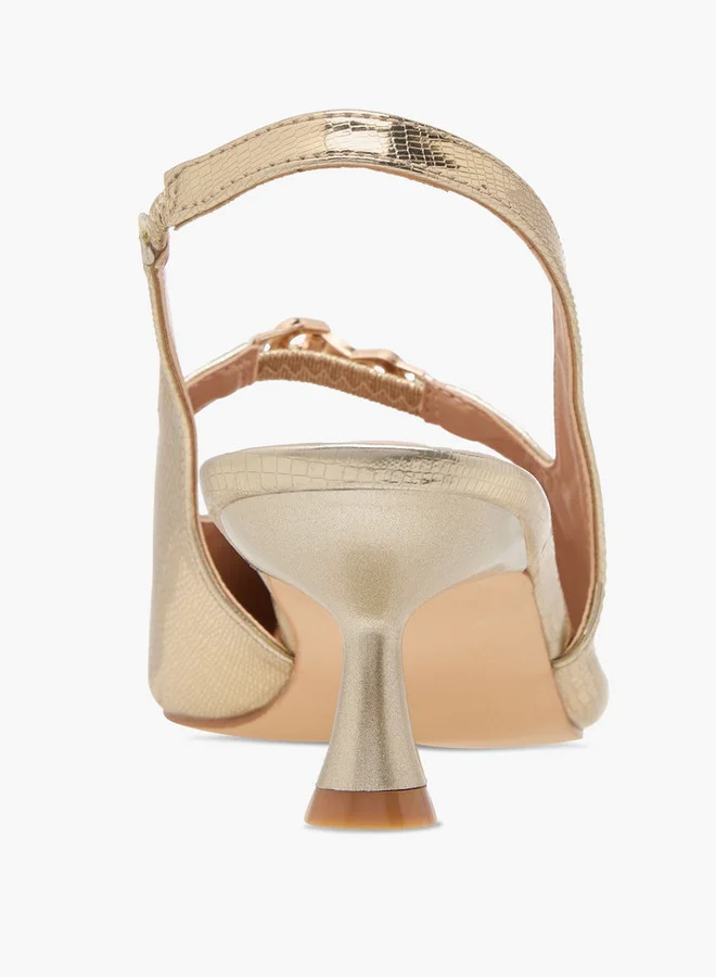 Celeste Women's Textured Slingback Shoes with Kitten Heels