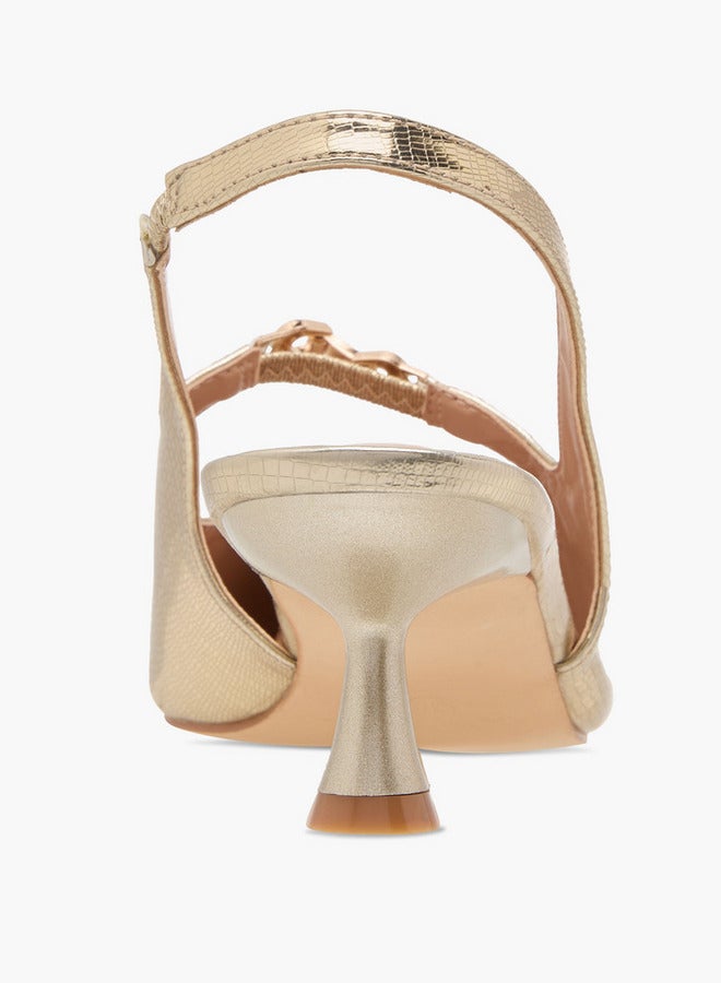 Celeste Women's Textured Slingback Shoes with Kitten Heels  - Image 5