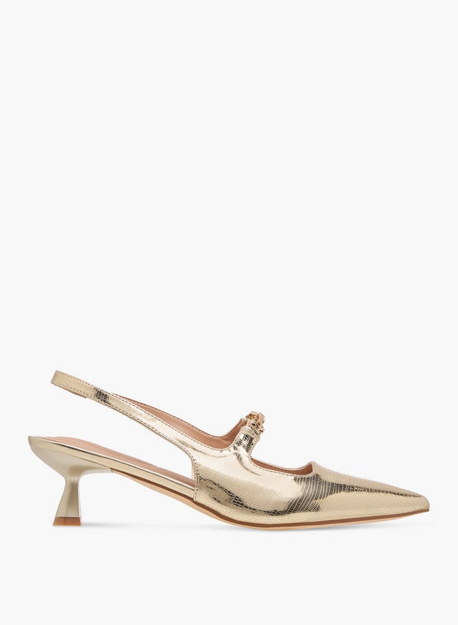 Celeste Women's Textured Slingback Shoes with Kitten Heels  - Image 3