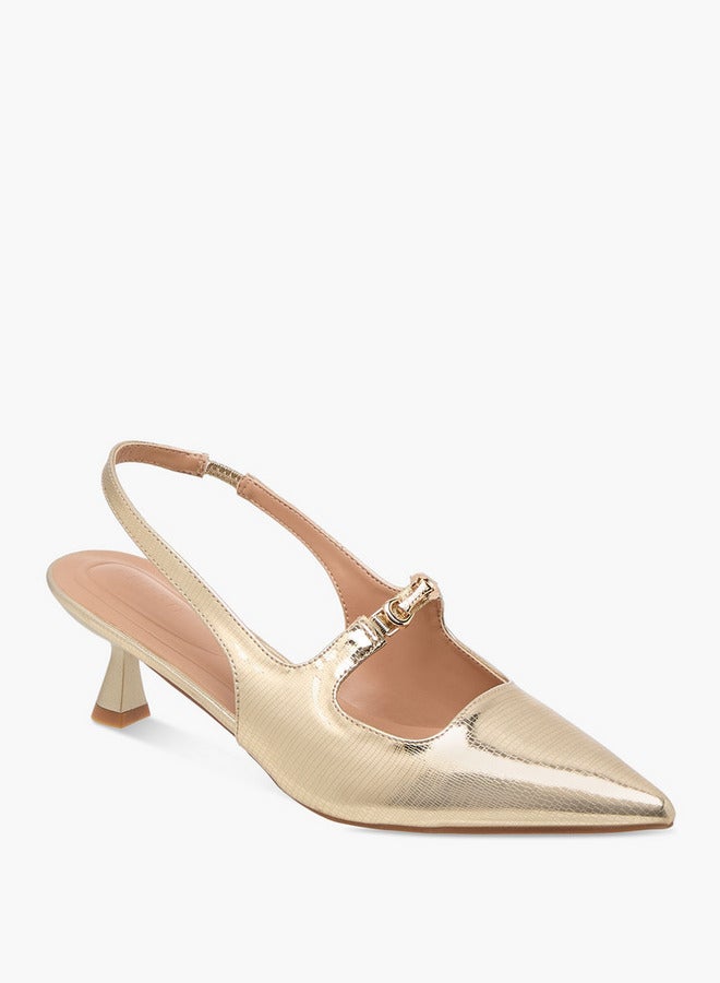 Celeste Women's Textured Slingback Shoes with Kitten Heels  - Image 2