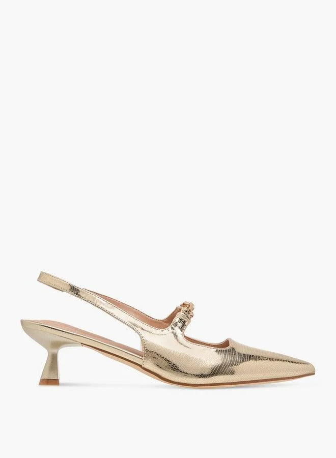 Celeste Women's Textured Slingback Shoes with Kitten Heels