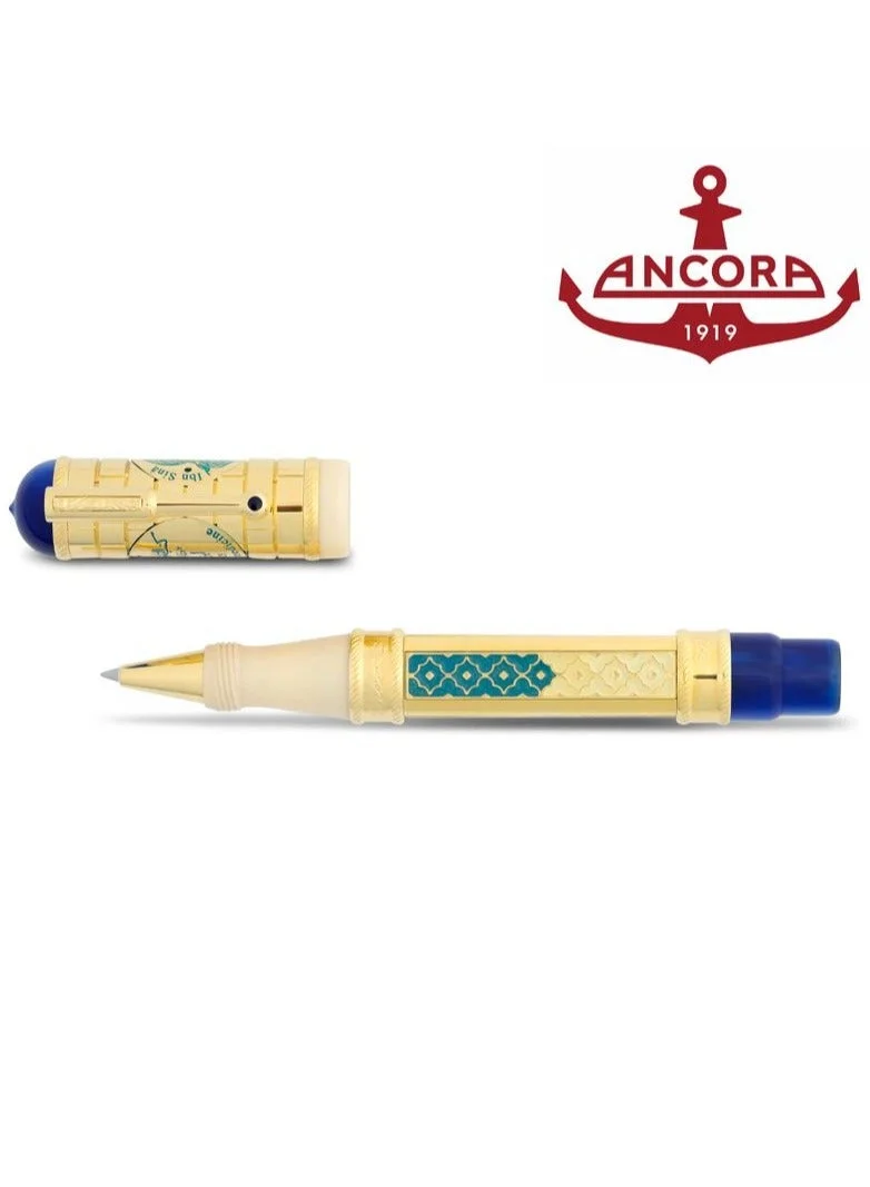 Ancora Limited Luxury Rollerball Pen Ibn Sina by Ancora 1919 Only 88 Pieces Gold Plated Certificated Engraved High Quality Pen 2 years Warranty Smooth Writing Signature Pen Exclusive Gift Box