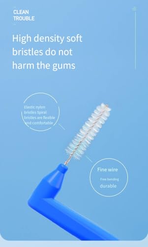 Inralimot L-Shaped Interdental Brushes Braces Toothbrush Short Handle,5 Different Sizes Dental Floss Brush Angled Interdental Toothpick,Manual,Adult,Colours-Multicolor,1 Count - Image 2