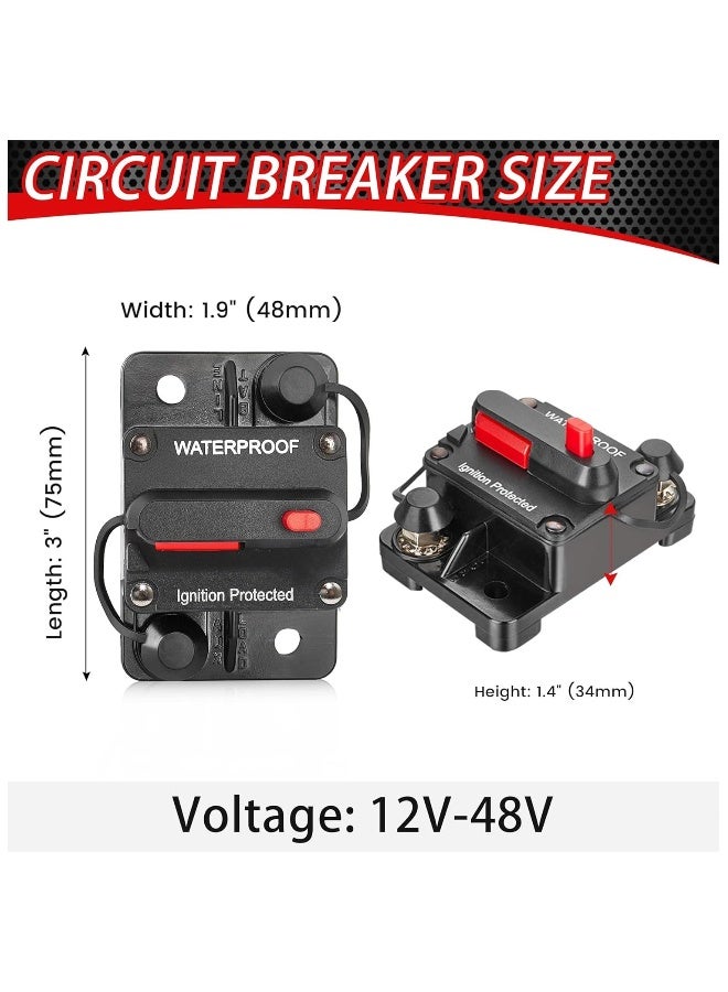 قاطع دائرة 50 أمبير DC 12V-48V/50A مقاوم للماء مع مفتاح إعادة تعيين يدوي للحد من الحمل لمحرك القارب/ ATV البحرية/ أنظمة الصوت في المركبات/ البطاريات/ النظام الشمسي  - Image 5