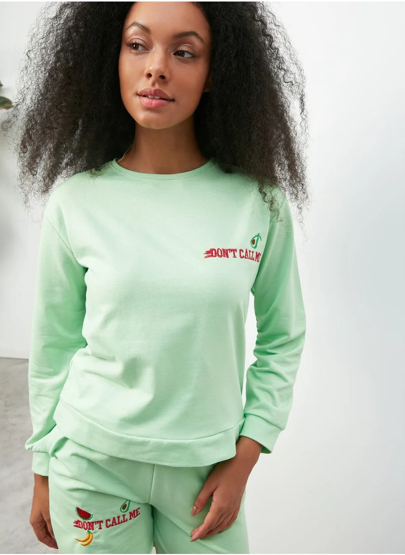 trendyol Crew Neck Sweatshirt & Shorts Set