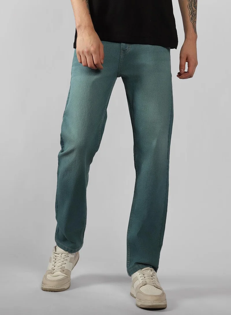 Dennis Lingo Men's Indigo Cotton Blend Solid Full Length Relaxed Fit Jeans