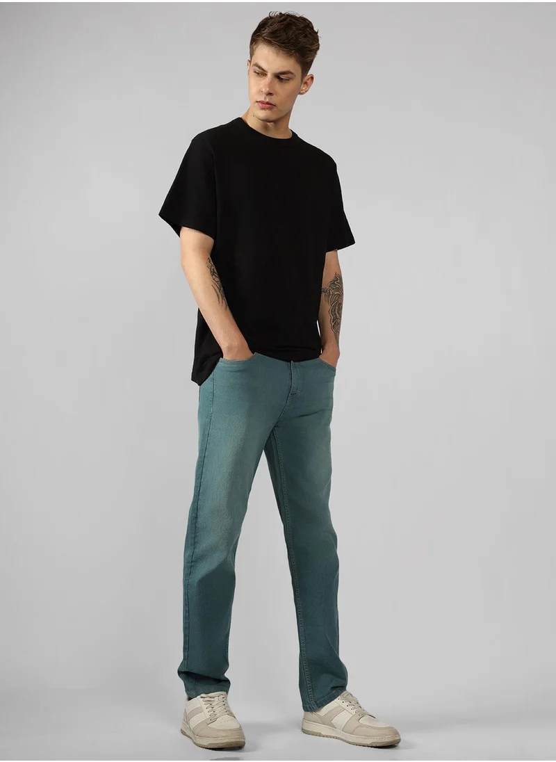Dennis Lingo Men's Indigo Cotton Blend Solid Full Length Relaxed Fit Jeans