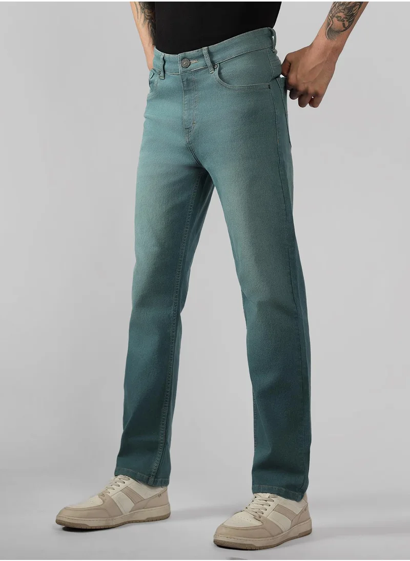 Dennis Lingo Men's Indigo Cotton Blend Solid Full Length Relaxed Fit Jeans