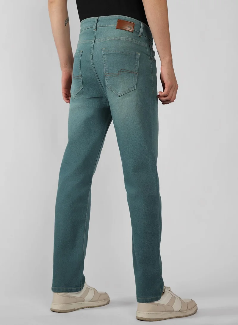 Dennis Lingo Men's Indigo Cotton Blend Solid Full Length Relaxed Fit Jeans