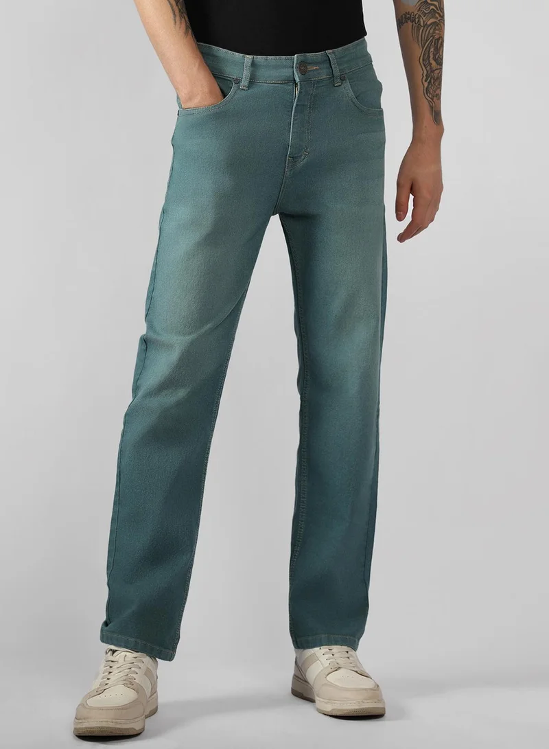 Dennis Lingo Men's Indigo Cotton Blend Solid Full Length Relaxed Fit Jeans