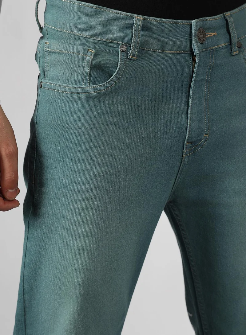 Dennis Lingo Men's Indigo Cotton Blend Solid Full Length Relaxed Fit Jeans