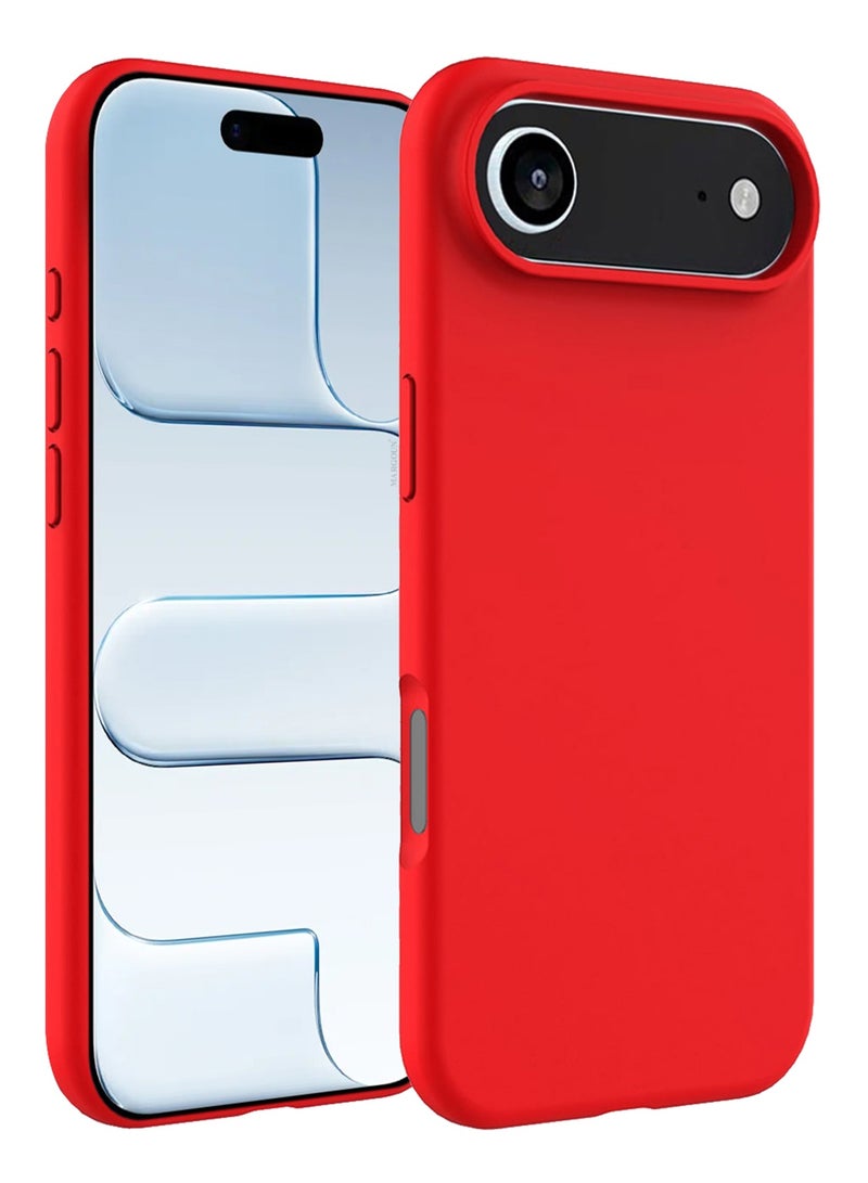 Silicone Protective Phone Case for iPhone 17 Air - Soft Anti-Scratch Microfiber Lining Ultra Slim Drop Protection Phone Cover - Red - Image 2