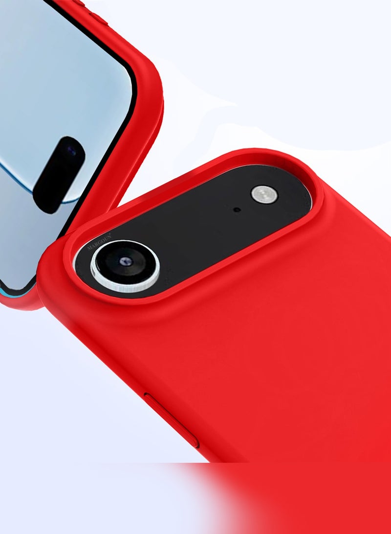 Silicone Protective Phone Case for iPhone 17 Air - Soft Anti-Scratch Microfiber Lining Ultra Slim Drop Protection Phone Cover - Red - Image 3