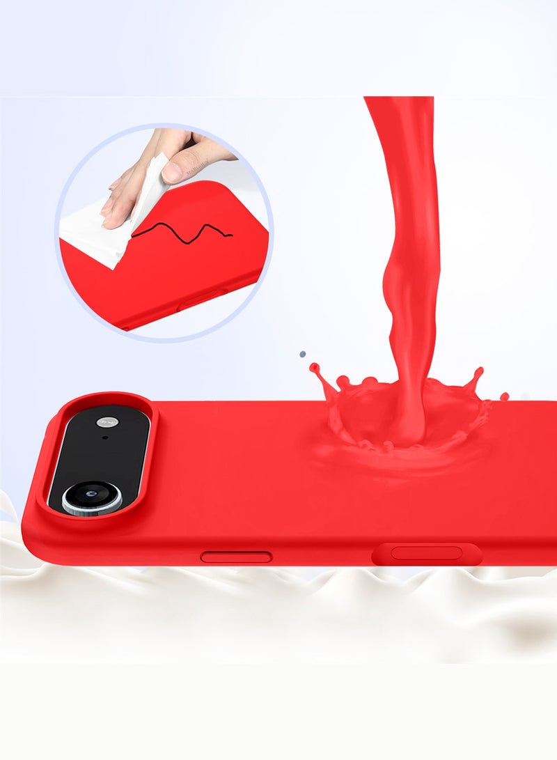 Silicone Protective Phone Case for iPhone 17 Air - Soft Anti-Scratch Microfiber Lining Ultra Slim Drop Protection Phone Cover - Red - Image 4