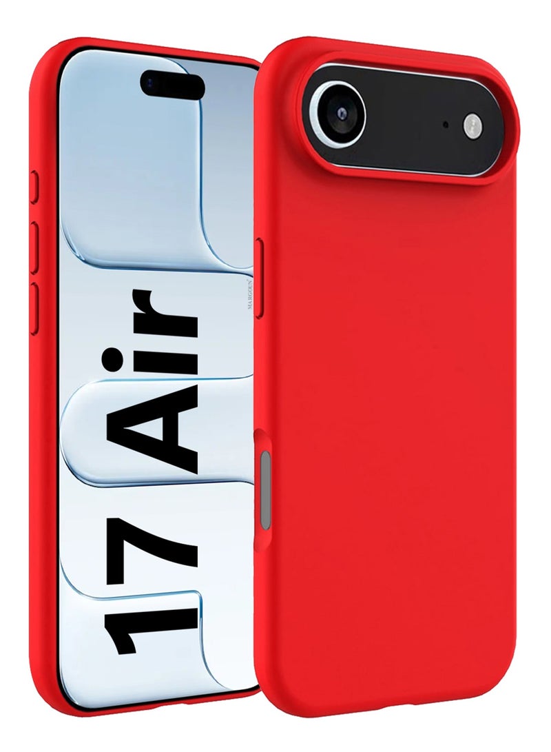 Silicone Protective Phone Case for iPhone 17 Air - Soft Anti-Scratch Microfiber Lining Ultra Slim Drop Protection Phone Cover - Red - Image 1