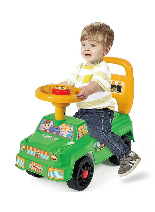 Galaxy Toys - Burger Cart Ride-On Car for Kids – Fun Burger Cart Design with Interactive Sounds & Lights, Safe & Durable, Push Ride-On Toy for Toddlers Aged 1-3 Years| Red - Image 1