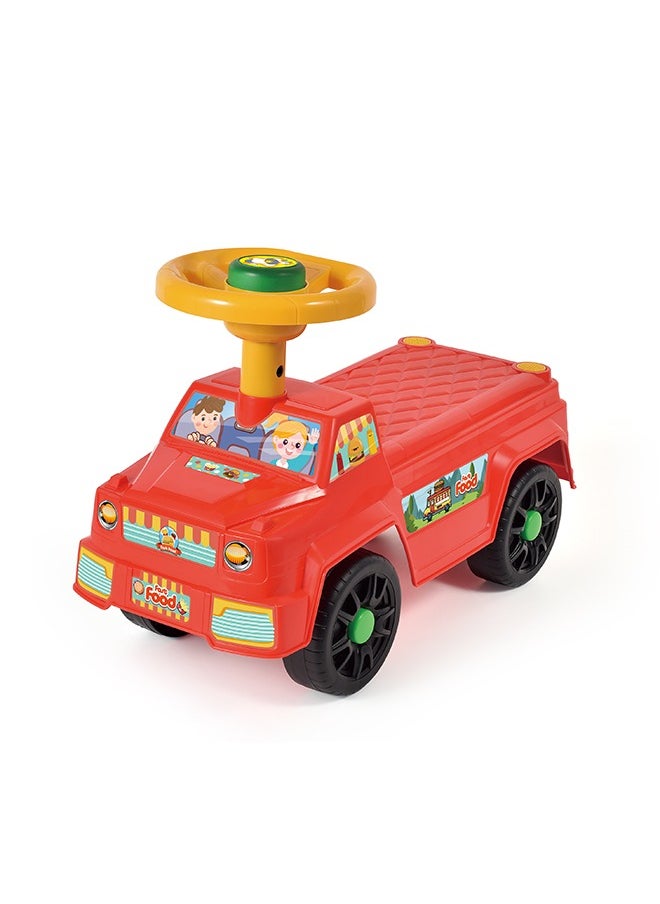Galaxy Toys - Burger Cart Ride-On Car for Kids – Fun Burger Cart Design with Interactive Sounds & Lights, Safe & Durable, Push Ride-On Toy for Toddlers Aged 1-3 Years| Red - Image 1