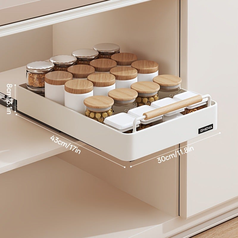 1 Pull-Out Storage Rack, Metal Kitchen Drawer-Type Storage Rack, Multi-Functional Cabinet Pull-Out Organizer with Slides, White Pull-Out Box Suitable for Bathroom And Kitchen Storage - Image 5