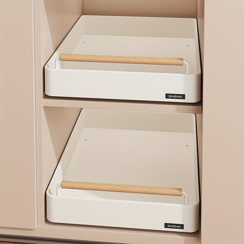 1 Pull-Out Storage Rack, Metal Kitchen Drawer-Type Storage Rack, Multi-Functional Cabinet Pull-Out Organizer with Slides, White Pull-Out Box Suitable for Bathroom And Kitchen Storage - Image 3