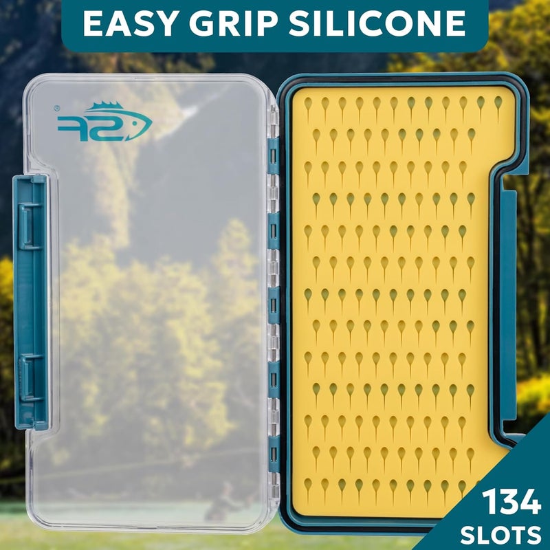 sf. 3Pcs Slim Fishing Box Thin Trout Flies Plastic Clear Lid Yellow Silicone Waterproof Fly Fishing Box Large - Image 3