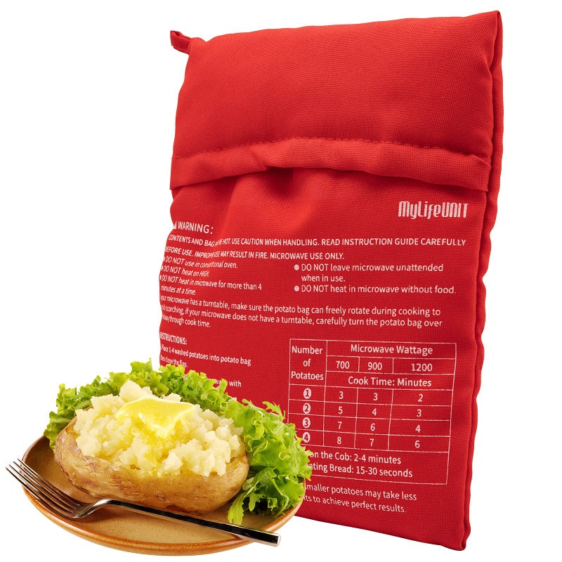 MyLifeUNIT Microwave Potato Bag Baked Potato Microwave Baking Bag Red