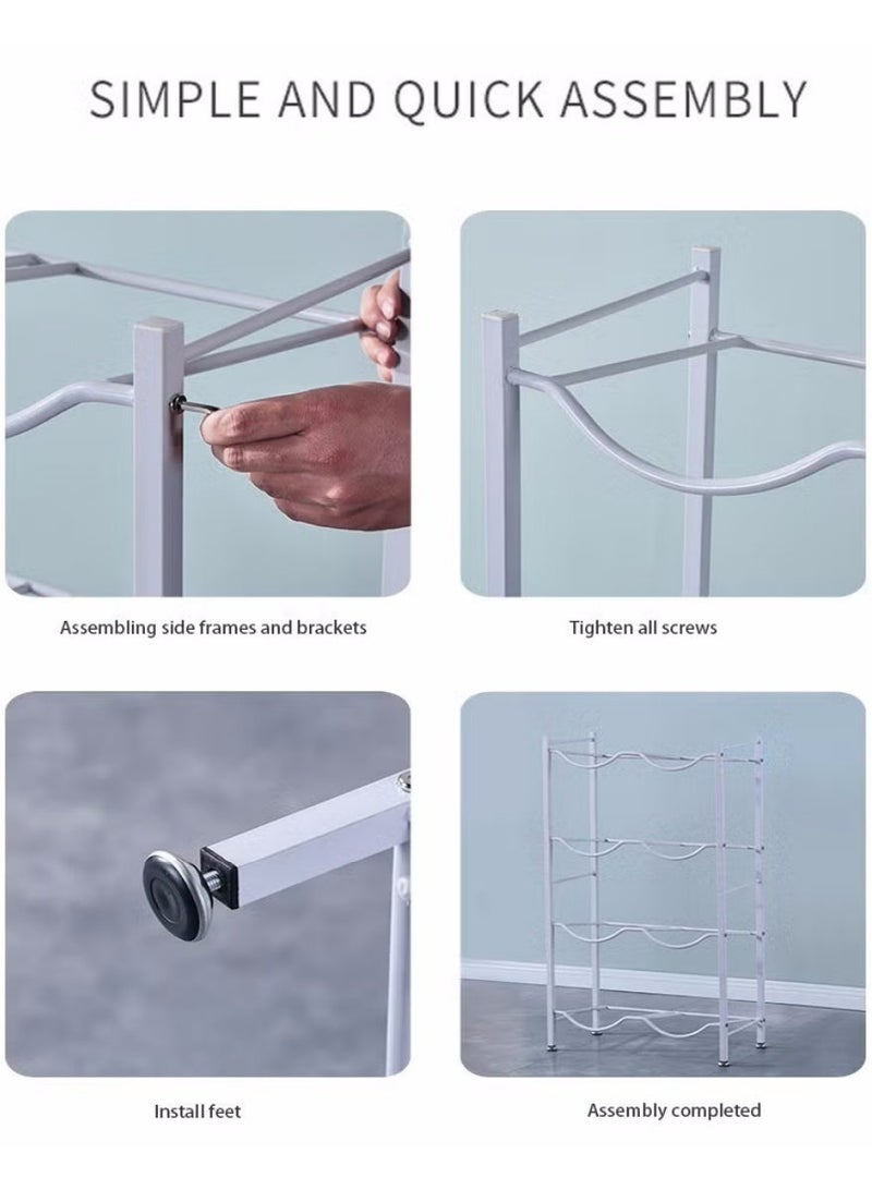 أثير رف دلو مزدوج الصف للمكتب، رف تخزين متعدد الطبقات، رف تخزين قائم على الأرض، رف دلو مياه الشرب، حامل رف المياه المعبأة في زجاجات، أسود (رف إبريق مبرد المياه من 4 طبقات) - Image 5