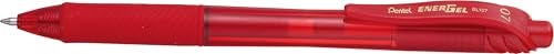 Pentel BL107B EnerGel-X Retractable Roller Gel Pen, .7mm, Red Barrel/Ink, Dozen - Image 5