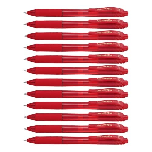 Pentel BL107B EnerGel-X Retractable Roller Gel Pen, .7mm, Red Barrel/Ink, Dozen - Image 1