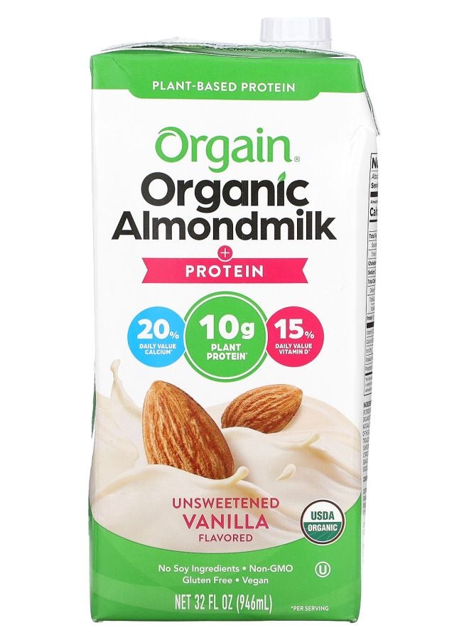 Orgain Organic Almondmilk  + Protein Plant-Based Unsweetened Vanilla 32 fl oz (946 ml)