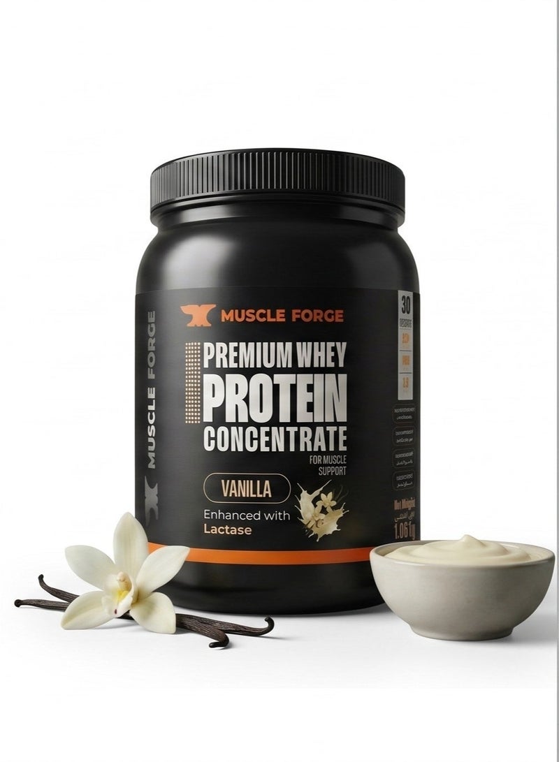 ماصل فورج Muscle Forge واي بروتين كونسنتريت بريميوم – فانيليا، 23 جم بروتين، مدعّم بإنزيم اللاكتيز، 1.08 كجم (30 حصة) - Image 1