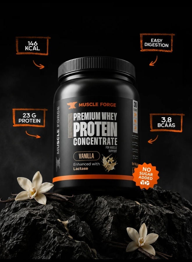 ماصل فورج Muscle Forge واي بروتين كونسنتريت بريميوم – فانيليا، 23 جم بروتين، مدعّم بإنزيم اللاكتيز، 1.08 كجم (30 حصة) - Image 2