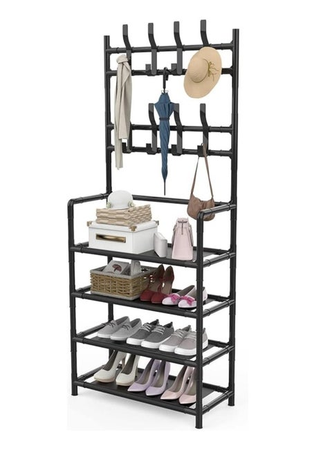 Americana Stand For Organizing Clothes And Shoes, Equipped With 5 Shelves And 8 Hooks (Multiple Colors And Uses)