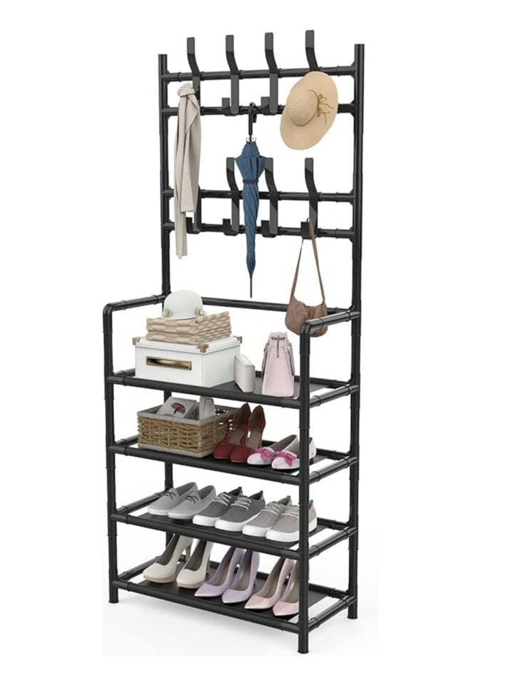 Americana Stand For Organizing Clothes And Shoes, Equipped With 5 Shelves And 8 Hooks (Multiple Colors And Uses)