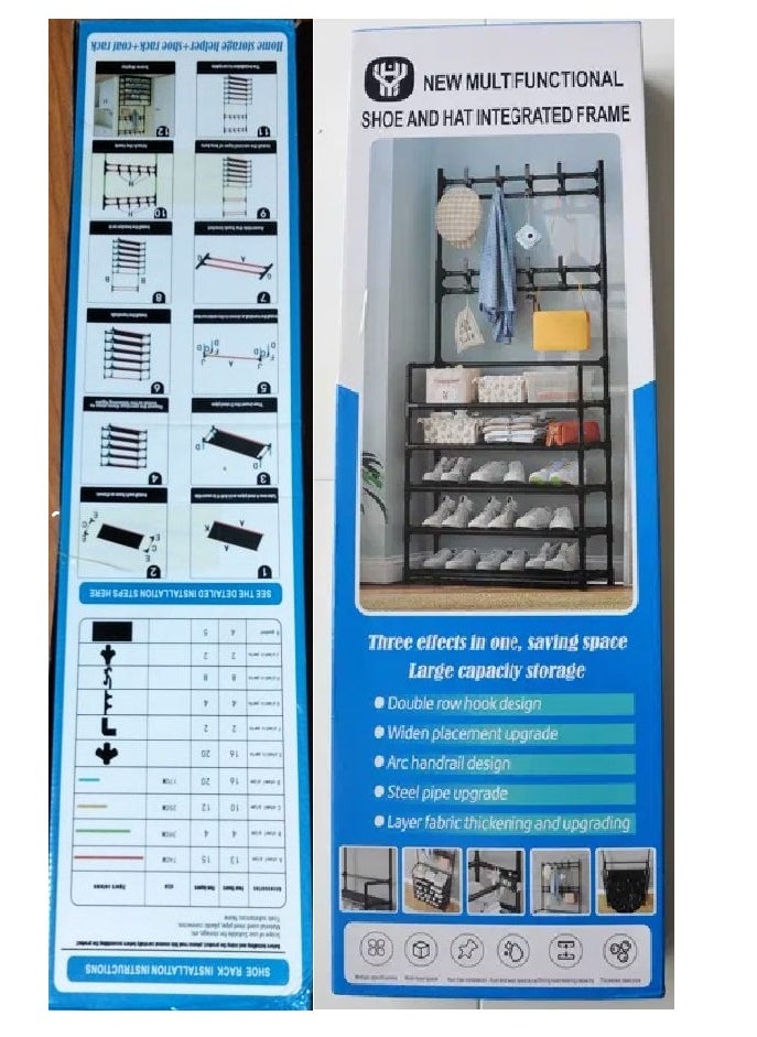 Americana Stand For Organizing Clothes And Shoes, Equipped With 5 Shelves And 8 Hooks (Multiple Colors And Uses)