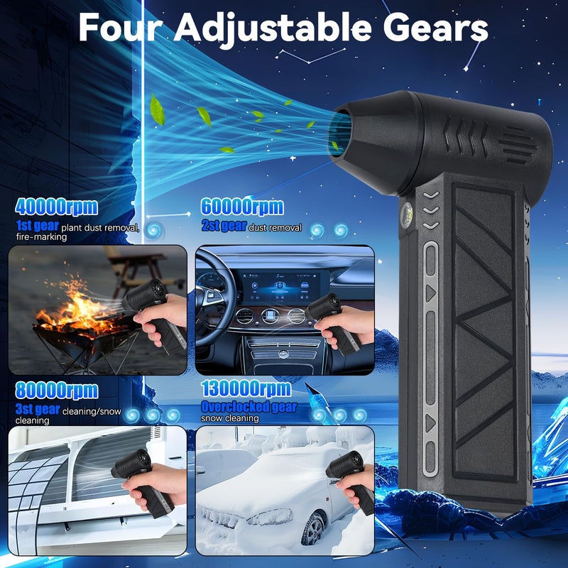 hepanio Snow Whiz Turbo Blower,2026 Upgrade Snow Blower,Snowwhiz Turbo Blower with Led,3 Gear Adjustable Super Power Turbo Breeze Electric Blow,Mini Turbos Snow Blower for Car for Car,Home,Keyboard,Computer - Image 2