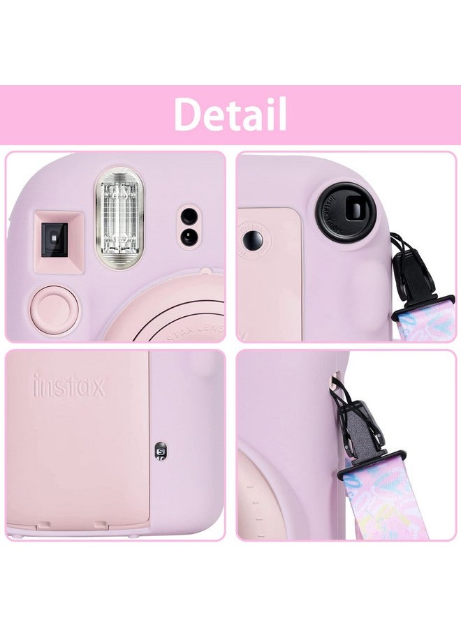 Aenllosi Silicon Protective Cover Suitable For Fujifilm Instax Mini 12 Camera With Shoulder Strap(Blossom Pink,Case Only)  - Image 2