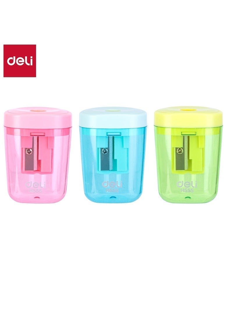 Deli EH555 1-hole Pencil Sharpener with Canister Assorted Color - Image 1