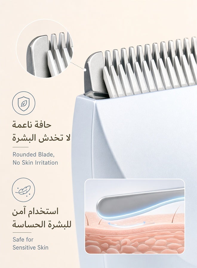ووفيكسر مشط كهربائي بقلم قص الشعر مزدوج الرأس ومتعدد الاستخدامات، مشط مقاوم للماء من فئة IPX7، يُستخدم للشطف والجفاف، محمول، يزيل الشعر من جميع أنحاء الجسم، لمنطقة تحت الإبطين والساقين والجسم، أزرق - Image 3