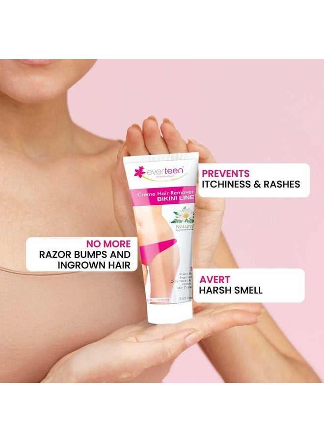 everteen كريم إزالة الشعر من إيفرتين للنساء والفتيات، كريم مزيل للشعر بدون ألم لخط البيكيني وتحت الإبطين، بدون رائحة قوية، أو اسمرار للبشرة أو طفح جلدي - عبوة مزدوجة 50غ + 50غ - Image 3